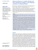 Maternal Adherence to Healthy Lifestyle and Risk of Depressive Symptoms in the Offspring Mediation by Offspring Lifestyle