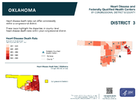 OK Congressional District 03 Heart Disease and Federally Qualified Health Centers Map 118th Congress
