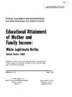 Educational Attainment of Mother and Family Income White Legitimate Births  United States 1963