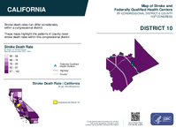 CA Congressional District 10 Stroke and Federally Qualified Health Centers Map 119th Congress