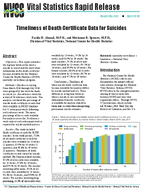 Vital Statistics Rapid Release Timeliness of Death Certificate Data for Suicides