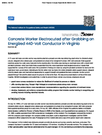 Concrete Worker Electrocuted after Grabbing an Energized 440Volt Conductor in Virginia FACE 9036