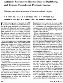 Antibody Response To Booster Dose Of Diphtheria And Tetanus Toxoids And Pertussis Vaccine