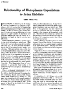 Relationship of Histoplasma capsulatum to avian habitats