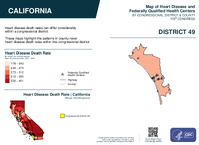 CA Congressional District 49 Heart Disease and Federally Qualified Health Centers Map 119th Congress