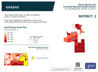 KS Congressional District 02 Heart Disease and Federally Qualified Health Centers Map 118th Congress