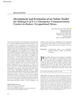 Development and evaluation of an online toolkit for managers of 911 emergency communications centers to reduce occupational stress