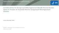 Considerations for serogroup B meningococcal MenB vaccine booster doses in persons at increased risk for serogroup B meningococcal disease