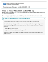What to know about HIV and COVID19 March 18 2020
