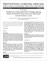 Predictors of Repeated PSA Testing Among Black and White Men From the Maryland Cancer Survey 2006