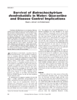 Survival of Batrachochytrium dendrobatidis in Water Quarantine and Disease Control Implications