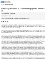 Transcript for the CDC telebriefing update on COVID19 press briefing transcript Tuesday March 3 2020
