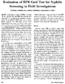 Evaluation of RPR card test for syphilis screening in field investigations