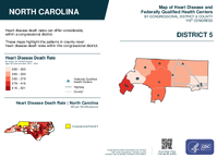 NC Congressional District 05 Heart Disease and Federally Qualified Health Centers Map 119th Congress