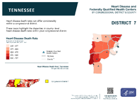 TN Congressional District 07 Heart Disease and Federally Qualified Health Centers Map 118th Congress