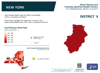 NY Congressional District 09 Heart Disease and Federally Qualified Health Centers Map 118th Congress