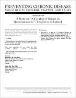 A Note on A Catalog of Biases in Questionnaires Response to Letter