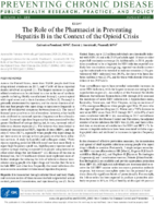 The Role of the Pharmacist in Preventing Hepatitis B in the Context of the Opioid Crisis