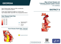 GA Congressional District 08 Heart Disease and Federally Qualified Health Centers Map 119th Congress