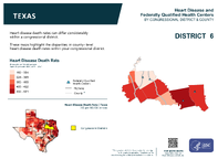 TX Congressional District 06 Heart Disease and Federally Qualified Health Centers Map 118th Congress