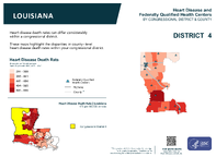 LA Congressional District 04 Heart Disease and Federally Qualified Health Centers Map 118th Congress