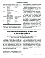 Intercontinental transmission of West Nile virus by migrating white storks