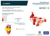 IL Congressional District 15 Heart Disease and Federally Qualified Health Centers Map 118th Congress