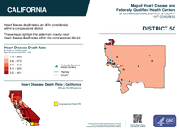 CA Congressional District 50 Heart Disease and Federally Qualified Health Centers Map 119th Congress