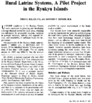 Rural Latrine Systems A Pilot Project In The Ryukyu Islands