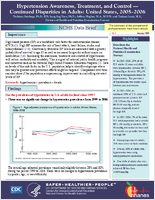 Hypertension Awareness Treatment and Control  Continued Disparities in Adults United States 20052006