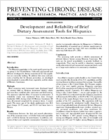 Development and Reliability of Brief Dietary Assessment Tools for Hispanics