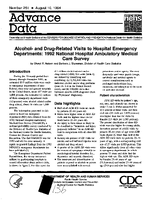 Alcohol and DrugRelated Visits to Hospital Emergency Departments 1992 National Hospital Ambulatory Medical Care Survey