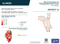 IL Congressional District 10 Heart Disease and Federally Qualified Health Centers Map 119th Congress