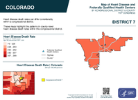 CO Congressional District 07 Heart Disease and Federally Qualified Health Centers Map 119th Congress