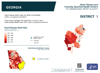 GA Congressional District 01 Heart Disease and Federally Qualified Health Centers Map 118th Congress