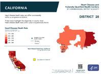 CA Congressional District 28 Heart Disease and Federally Qualified Health Centers Map 118th Congress