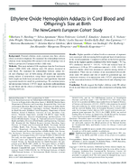 Ethylene Oxide Hemoglobin Adducts in Cord Blood and Offsprings Size at Birth The NewGeneris European Cohort Study