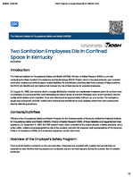 Two Sanitation Employees Die in Confined Space in Kentucky FACE 8544