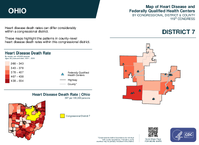 OH Congressional District 07 Heart Disease and Federally Qualified Health Centers Map 119th Congress