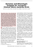 Genomic and Phenotypic Insights for Toxigenic Clinical Vibrio cholerae O141