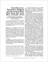 CiprofloxacinResistant Shigella sonnei among Men Who Have Sex with Men Canada 2010