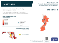 MD Congressional District 04 Heart Disease and Federally Qualified Health Centers Map 118th Congress