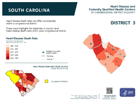 SC Congressional District 03 Heart Disease and Federally Qualified Health Centers Map 118th Congress