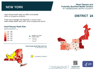 NY Congressional District 24 Heart Disease and Federally Qualified Health Centers Map 118th Congress