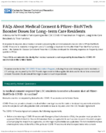 FAQs about medical consent  PfizerBioNTech booster doses for longterm care residents  a resource for providers participating in the CDC COVID19 vaccination program longterm care residents  their families