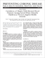 Correlation of Obesity With Elevated Blood Pressure Among RacialEthnic Minority Children in Two Los Angeles Middle Schools