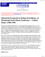 Reduced Incidence of Menstrual Toxicshock SyndromeUnited States 19801990