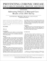 Addressing Tobacco in Managed Care Results of the 2003 Survey