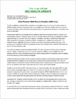 China Reports Ninth Recent Possible SARS Case Thursday April 29 2004 1830 EDT 630 PM EDT