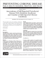 Associations of SelfReported Periodontal Disease With Metabolic Syndrome and Number of SelfReported Chronic Conditions